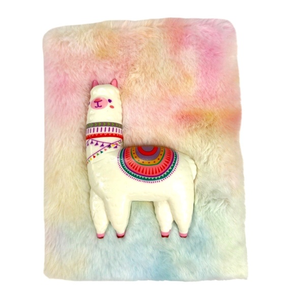 Pen+Gear Faux Fur Llama 192 Page Journal 6.25" x 8.25" Plus Blue Smile Notebook - Picture 1 of 16